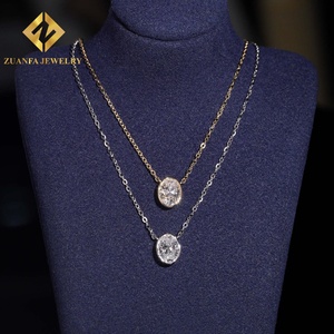 Collier pendentif ovale solitaire en or massif 10 carats avec diamant de laboratoire certifié NGIC de 0,9 ct, bijoux fins pour femmes - Product Image 6
