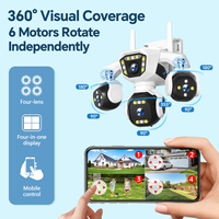 Cámara de Seguridad CCTV Solar 4G de 16MP con 4 Lentes, PTZ para Exteriores, Seguimiento Automático, Grabación 24/7, Visión Nocturna en Color, Alarma por Voz, IP66, AOV