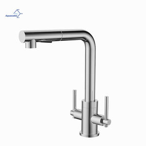 Robinet de cuisine <span class=keywords><strong>professionnel</strong></span> à deux poignées avec pulvérisateur robuste - Product Image 1