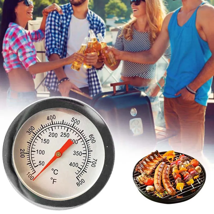 Bakeware Barbecue Thermometer Stainless Steel BBQ Smoker Pit Bimetallic Grill Thermometer Temp Gauge With Dual Gage Cooking Tool