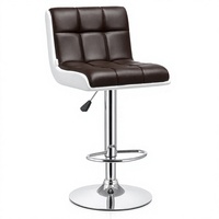 Chaise de bar JOHOOFURNITURE en cuir PU marron chocolat matelassé, coque blanche, hauteur réglable, vente en gros, tabouret de bar, pub