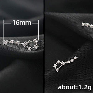 Boucles d'oreilles géométriques en or blanc E480 avec serti de zircon rond pour femmes, bijoux de mode de style classique - Product Image 6