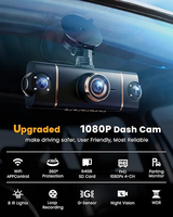 Caméra embarquée 4 canaux avant, arrière, gauche, droite 1080P avec WiFi, application, écran IPS 3,0 pouces, surveillance de stationnement 24h/24, vision nocturne