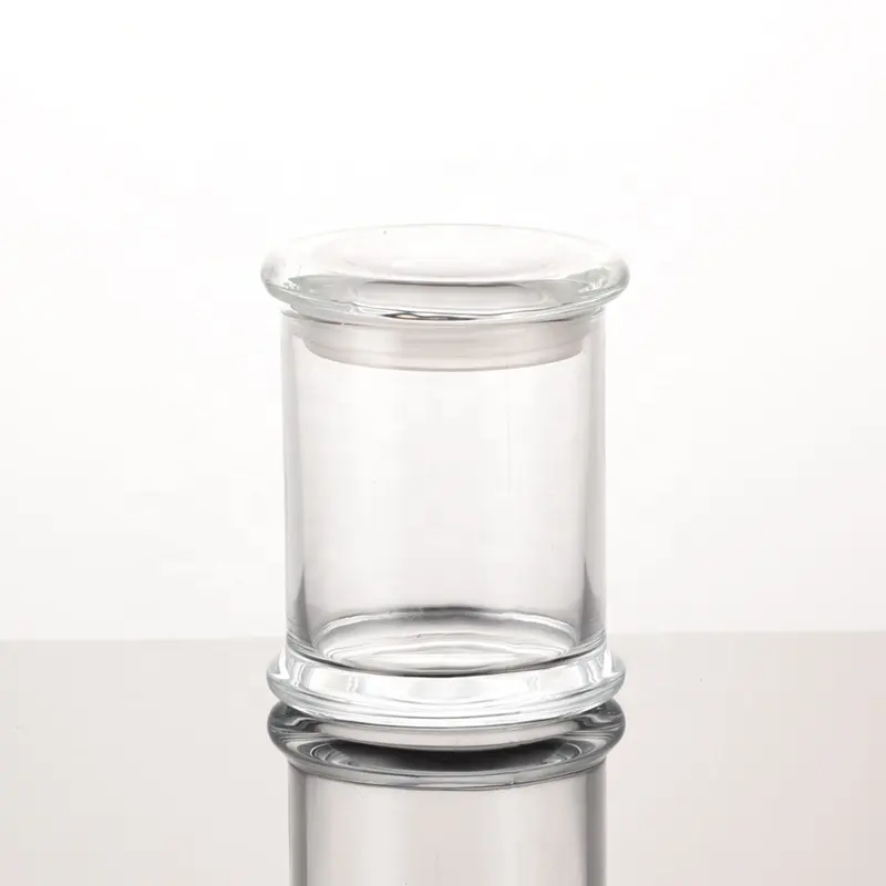 Ru Star Customized Empty high quality Clear Glass candle jar with glass lid