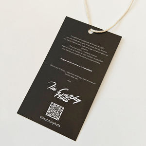 Customized Printed Name Logo UV Printing Glossy <b>Black</b> Paper Hang Tag <b>String</b> Low MOQ Eco Recyclable Clothing Shoes Swing Hang Tag - Product Image 3