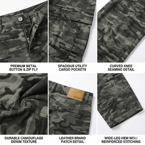 American Style Vintage Camouflage Scimitar Jeans Man and <b>Women</b> Design Regular Casual Sickle Wide Leg Pants <b>Overalls</b> High waist - Product Image 3