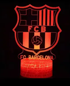 7 Kleuren Led Messi Ronaldo Barcelona Real Madrid Fans Souvenir Acryl Wereld Voetbalclub 3d Lamp Led Voetbal Nachtlampje