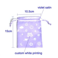 Pochette cadeau en soie lilas de haute qualité pour bijoux, avec cordon de serrage, toutes tailles, sac en satin