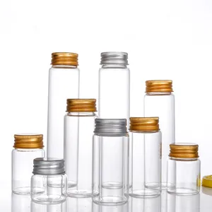 Frascos de vidro para armazenamento, frascos de vidro transparentes com parafuso de ouro e 260ml