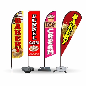 Banderas de plumas de lágrima rectangulares duraderas, pancartas promocionales de publicidad de panadería para marketing de helados - Product Image 1