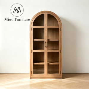 Modern Restaurant Furniture Arched Wooden Wine Cellar Cabinet Custom Glass Door Luxury Display Black Bar Jg-041 Modern - Product Image 3