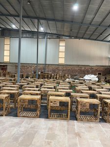 Chariot à vin en bois de manguier rustique moderne, style industriel, meuble de maison avec roulettes pour salon - Product Image 2