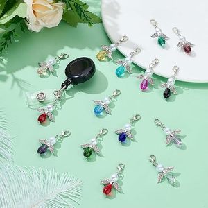 Llavero de Ángel Guardián con Piedra de Nacimiento, Regalo <span class=keywords><strong>para</strong></span> Invitados de Boda, Bautizo, Baby Shower, Bendición, Venta al por Mayor - Product Image 5