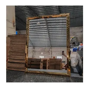 Foshan glänzender Glass piegel Fabrik Gold Edelstahl rahmen Wand spiegel