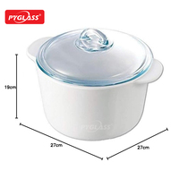 Pyglass – Pot alimentaire en verre blanc sans BPA, design moderne, couvercle transparent, hermétique, compatible four et micro-ondes, grande capacité 4L, pour cuisine, avec logo