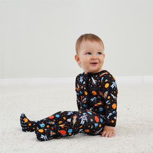 Combinaison personnalisée pour garçon à manches longues, tenue zippée pour bébé, vêtements en bambou pour tout-petit, grenouillère en bambou pour bébé, vente en gros de vêtements pour bébé - Product Image 3