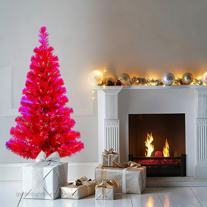 Arbre de Noël artificiel en fibre optique rouge G&L de 3,5 pieds, lumières LED changeantes de couleur, respectueux de l'environnement, utilisation en intérieur, adaptateur USB basse tension - Product Image 5