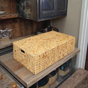 KUYUE Water Hyacinth Плетеный ротанг с крышкой кубик корзина для хранения для ванной и кухни и хранения игрушек. - Product Image 6