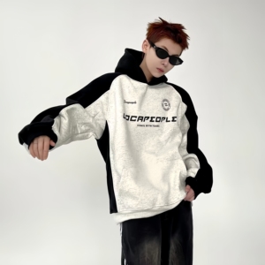 <span class=keywords><strong>Sweat</strong></span>-shirt à capuche en coton coloré rétro, ample et décontracté, avec logo personnalisé, adapté aux hommes et aux femmes - Product Image 3