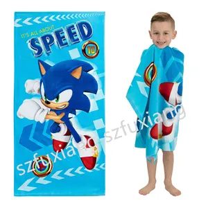 2024 best gift custom High Quality so nic pattern kids cartoon anime Quick Drying beach towels throw bath blanket