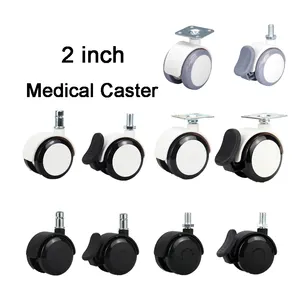 50mm nylon pvc pu medical/hospital castor universal cart swivel caster wheel