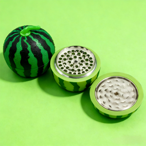 Jinlin Fashion New Design Watermelon Grinder Summer Modern Style 76MM 4Parts Zinc Alloy & Plastic <b>Rolling</b> Tray for Tobacco - Product Image 1