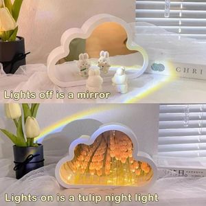 Regalo Creativo, Espejo de Tulipanes Hecho a Mano, Luces Nocturnas LED Modernas con Batería AAA para Dormitorio - Product Image 3