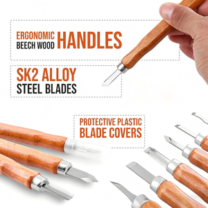 12 Piece Wood Carving Knife Set With Sharp High Carbon Steel Blades For Woodworking Craft Root Carving Tools - Product Image 4