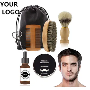 Kit customizado de barba e óleo, conjunto de óleo masculino para barba com pente cortador, etiqueta privada, presente