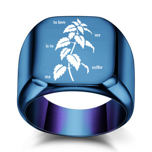 Anillo Cuadrado de Oro de 18 mm con Grabado Láser de Árbol del Amor, Joyería de Moda para Hombre, Regalo - Product Image 5