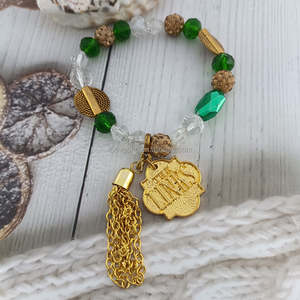 Topvesko Nuovo Bracciale Fatto a Mano con Cristalli Verdi, Perline e Nappine in Stile Sorority Greca, Catena DIY con Charm - Product Image 4
