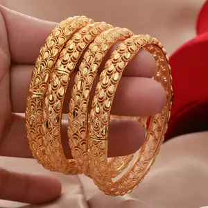 Dubai Vente en gros Bracelet couleur or Bracelet de mariage africain Bijoux Cadeau Hawaiian Arab Charm Bangle