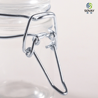 Stoples Kaca Lurus dengan Tutup Jepit, Stoples Kaca Berbagai Ukuran dengan Tutup Gantung untuk Rempah-rempah, Selai, Acar, Penyimpanan Bahan Kering