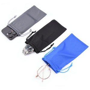 Bán buôn siêu mịn sợi màu rắn dây rút Pouch cho kính và điện thoại thân thiện với môi kính mát và kính vải Pouch - Product Image 2