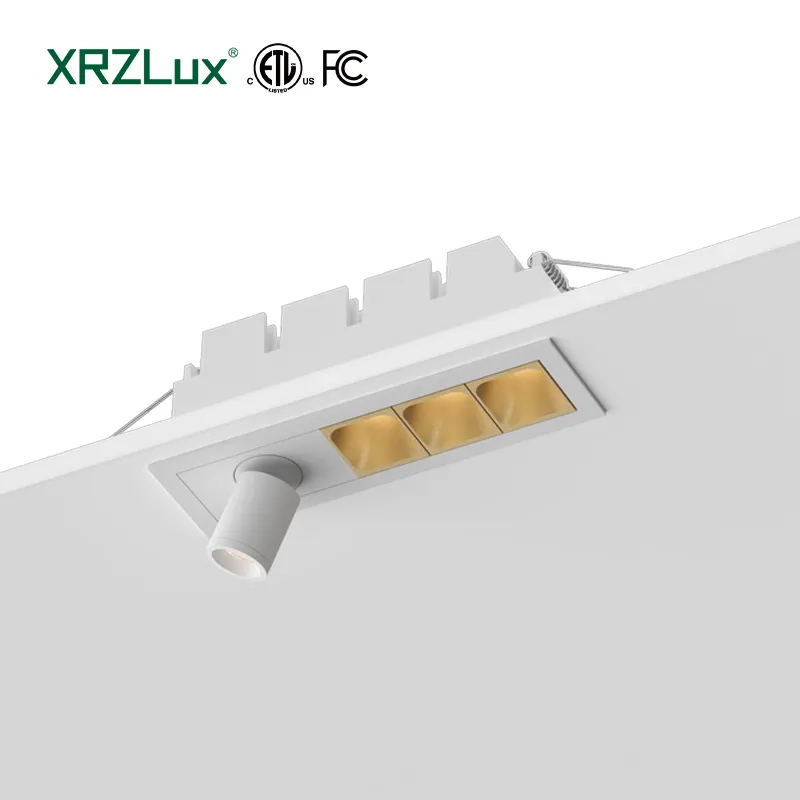 XRZLux Luz LED de Rejilla de Techo Cuadrada Empotrada, Cabezal Múltiple, Ángulo Ajustable de 10W, Foco Lineal LED, Iluminación Interior del Hogar