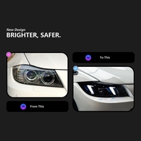 Kit de phares avant de retrofit transfrontalier pour BMW Série 3 E90 (2005-2012) avec feux de jour LED DRL et clignotants à lentille œil de serpent e90