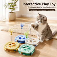 Jouet interactif automatique pour chat, distributeur de friandises, labyrinthe avec clochettes et plumes, pour l'auto-entretenissement et la lutte contre l'ennui, en plastique, emballé