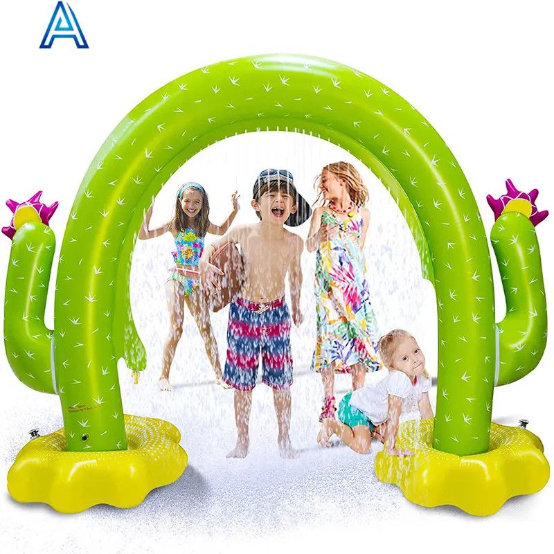 친환경 두꺼운 내구성 OEM 사용자 정의 모양 디자인 PVC 풍선 만화 선인장 분수 아치 여름 물 샤워 장난감