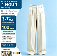 Pantalon en nylon imperméable personnalisé avec boutons, grande taille, coupe droite, blanc, anti-plis, pour hommes – Vente en gros