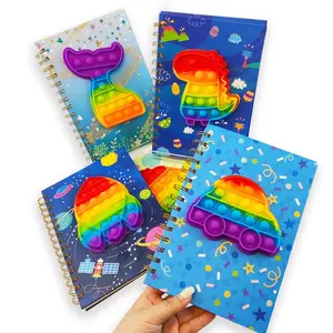 Promocional preço barato personalizável 5 sujeitos espiral notebook adesivo tampa dura livros com capa de silicone