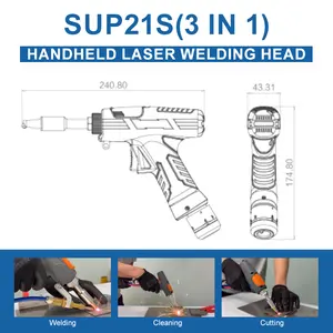 Xách tay thép carbon thép không gỉ nhôm máy hàn làm mát bằng không khí làm mát bằng laser cầm tay máy hàn sợi Laser súng