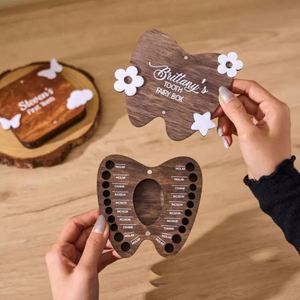 Boîte à dents de lait en bois mignonne de dessin animé pour garçons et filles, boîte de rangement pour cheveux de bébé, boîte de collection et de souvenirs pour dents de lait perdues des enfants - Product Image 3
