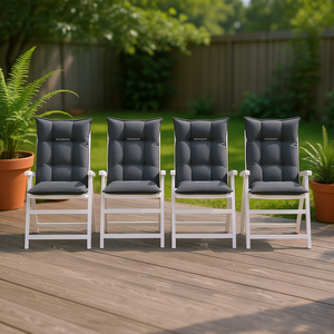 Juego de 4 cojines para silla de respaldo alto, color antracita, para exteriores, resistentes al agua, acolchados, extraíbles y lavables. - Product Image 2