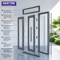 Puerta Moderna de Aluminio de Alta Resistencia, Puerta de Doble Hoja Abatible, Puerta de Entrada Comercial para Tiendas con Certificación CE ISO