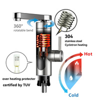 Robinet électrique en acier inoxydable 3300W, nouvelle version améliorée, vente chaude en Europe et aux États-Unis, robinet d'évier de cuisine à eau chaude en 3 secondes