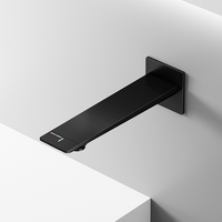 Robinet de salle de bain mural en laiton à trou unique, style moderne 2026, design monocommande, noir mat, eau chaude et froide