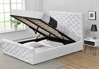 Mobilier de chambre à coucher Willsoon Classical Crown Luxury Modern Design Double Storage Bed with Gas Lift Soft Linen Fabric for Home