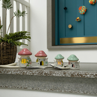 Maison en céramique personnalisable avec LED ou bougeoir pour décoration de table chauffe-plat pour le printemps et Pâques Objets décoratifs