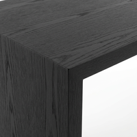 Bureau d'écriture minimaliste classique en MDF plaqué chêne, taille standard, avec 6 tiroirs, grand plateau plat et rangement intégré
