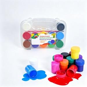 Ensemble de <span class=keywords><strong>peinture</strong></span> à la tempera pour enfants, 12 couleurs, lavable, kit de <span class=keywords><strong>peinture</strong></span> artisanale avec boîte de transport et pinceau pour les tout-petits et les enfants - Product Image 1